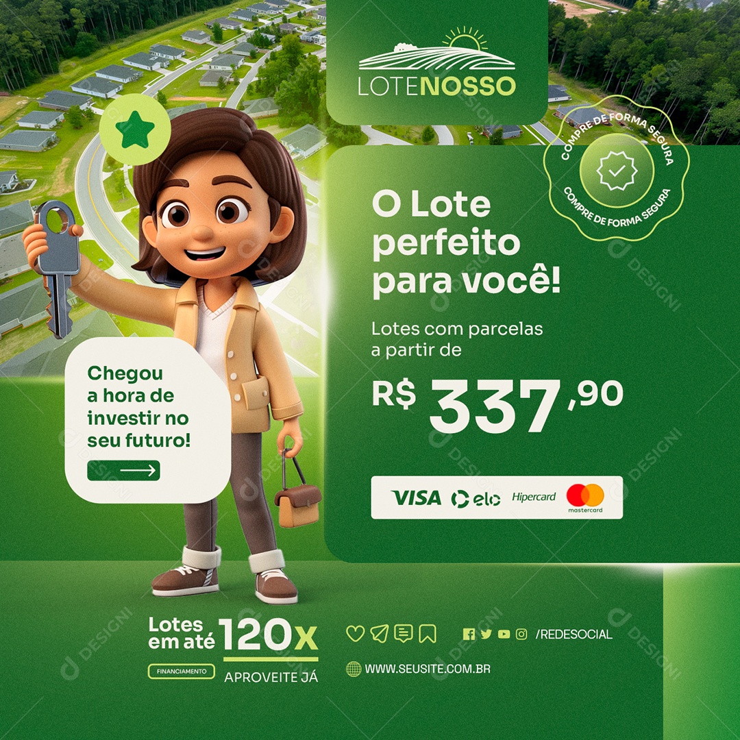 Loteamento O Lote Perfeito para Você Social Media PSD Editável