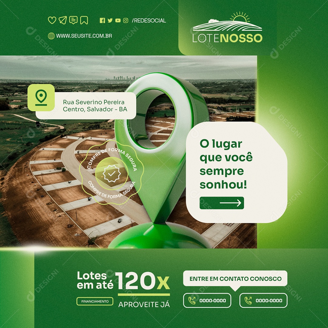 Loteamento O Lugar Que Você Sempre Sonhou Social Media PSD Editável
