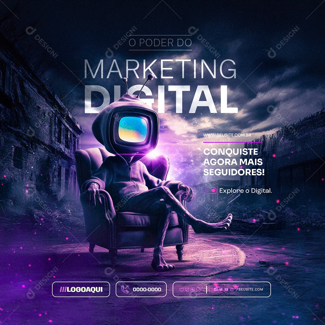 O Poder do Marketing Digital Conquiste Agora Social Media PSD Editável