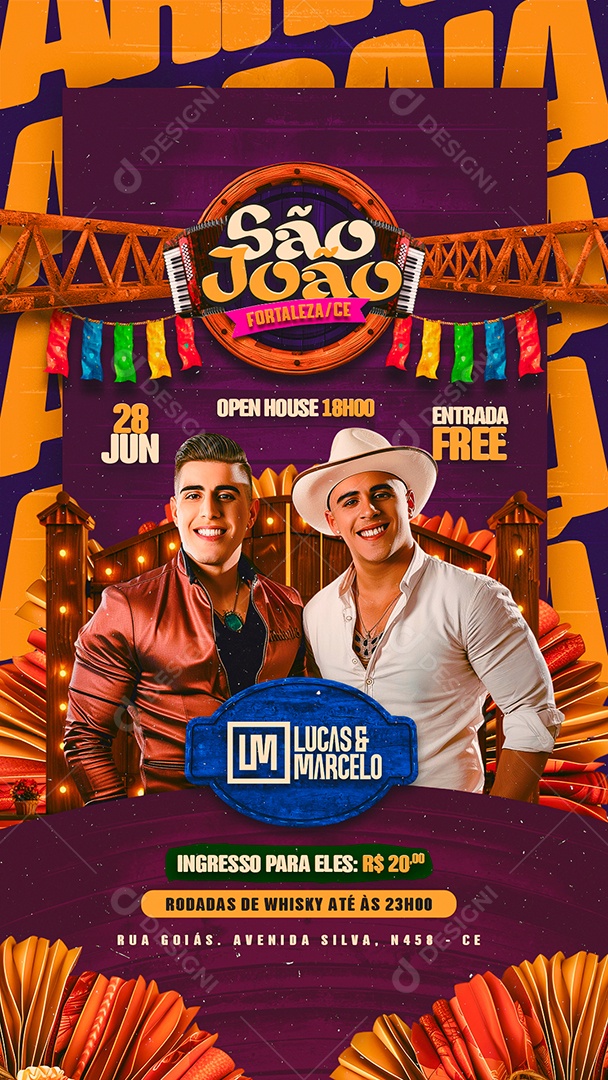 Story Flyer São João Lucas e Marcelo Social Media PSD Editável