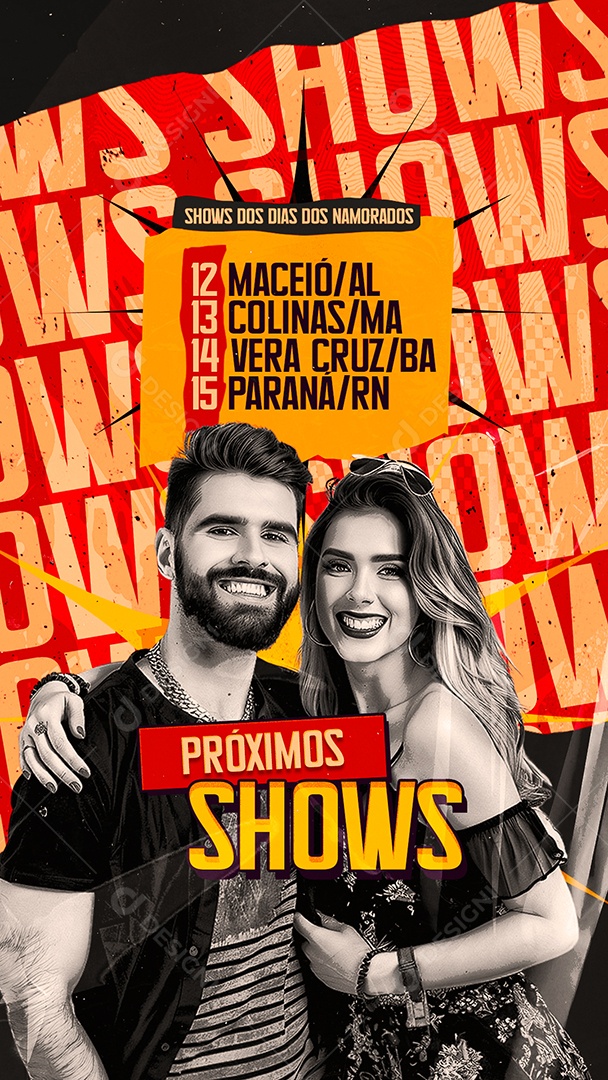 Story Flyer Próximos Shows Dia dos Namorados Social Media PSD Editável