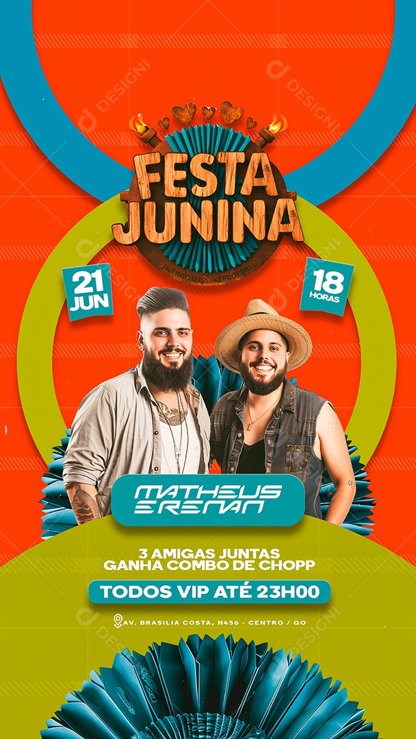 Story Flyer Festa Junina Matheus e Renan Social Media PSD Editável