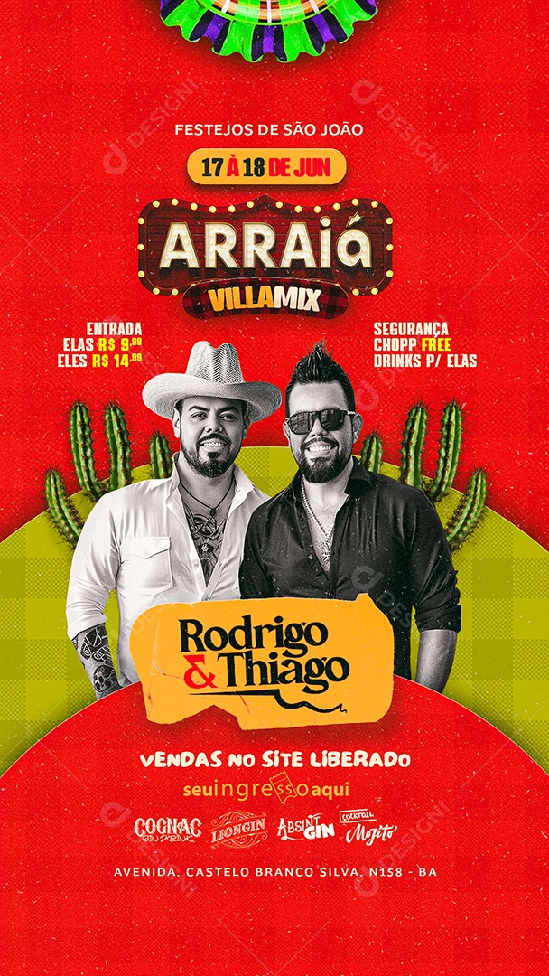 Story Flyer Arraiá Villa Mix Rodrigo e Thiago Social Media PSD Editável