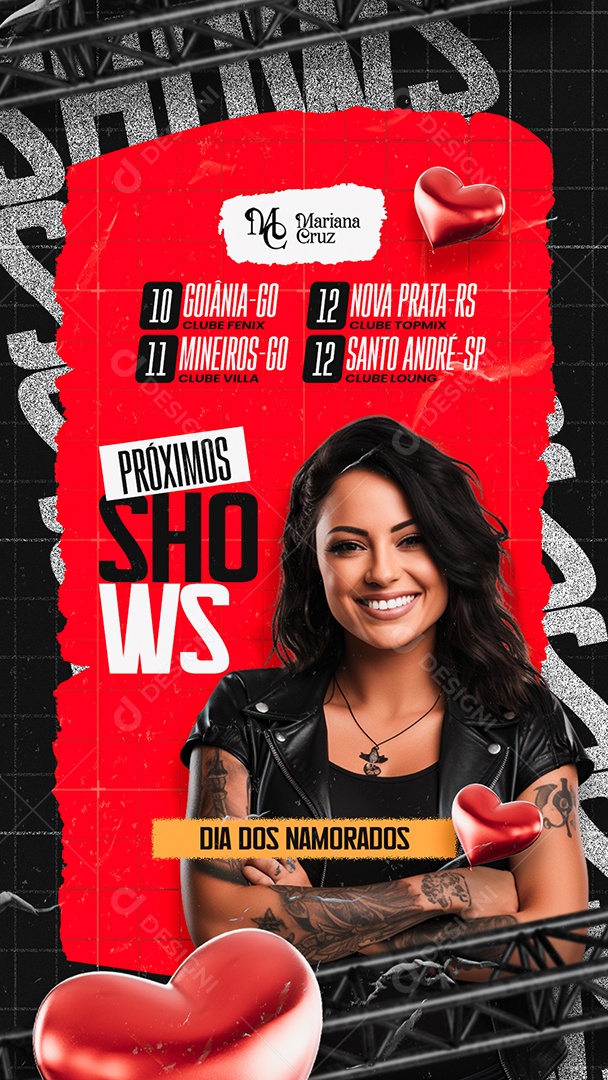 Story Flyer Próximos Shows Mariana Cruz Dia dos Namorados Social Media PSD Editável