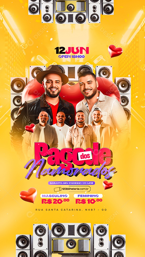 Story Flyer Pagode dos Namorados 12 de Junho Social Media PSD Editável