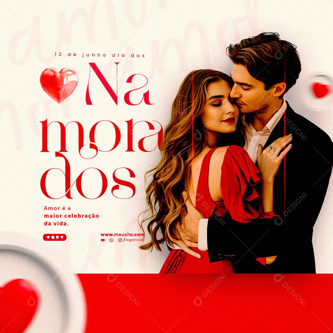 Dia dos Namorados 12 de Junho Amor Social Media PSD Editável