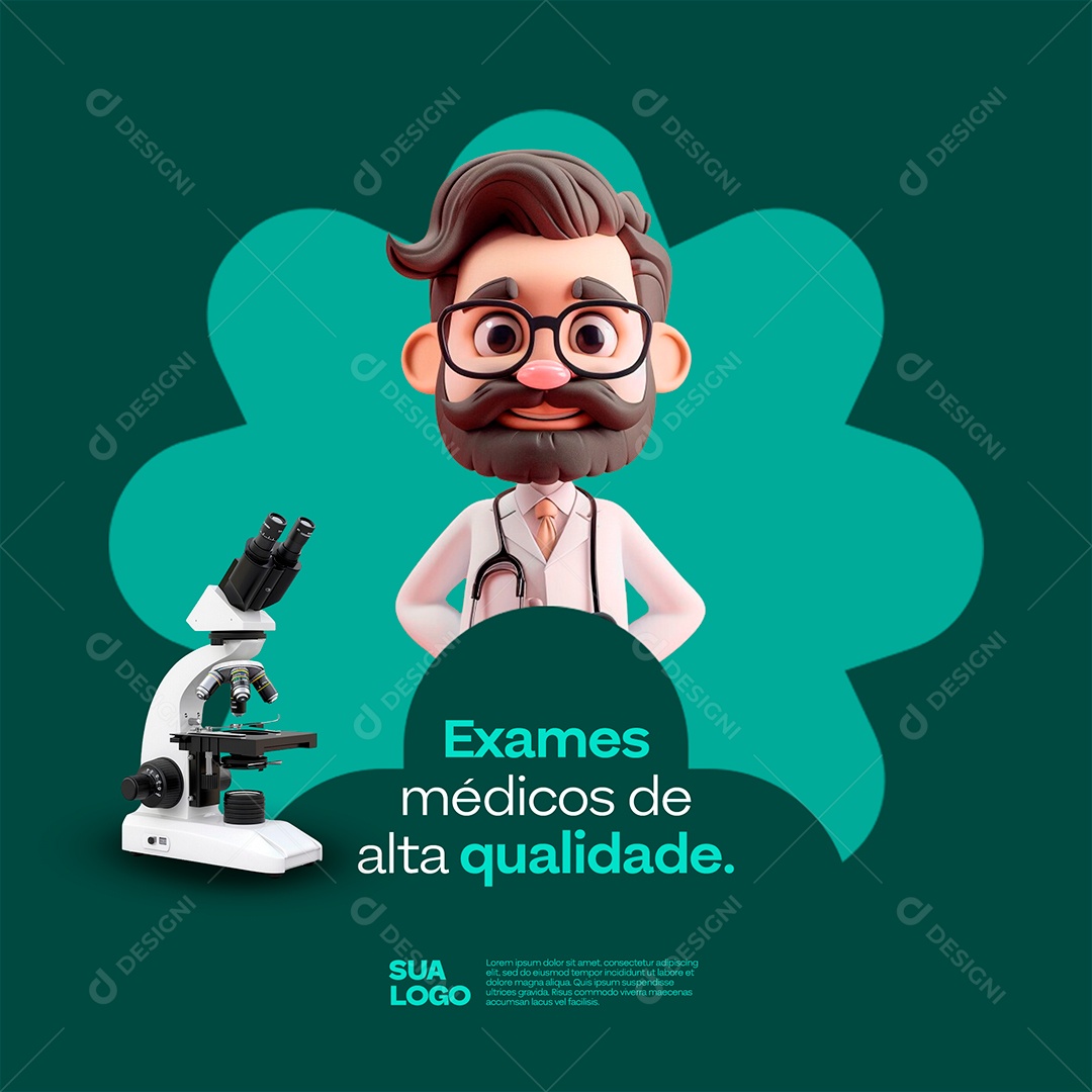 Social Media Clínica de Saúde Exames Médicos PSD Editável