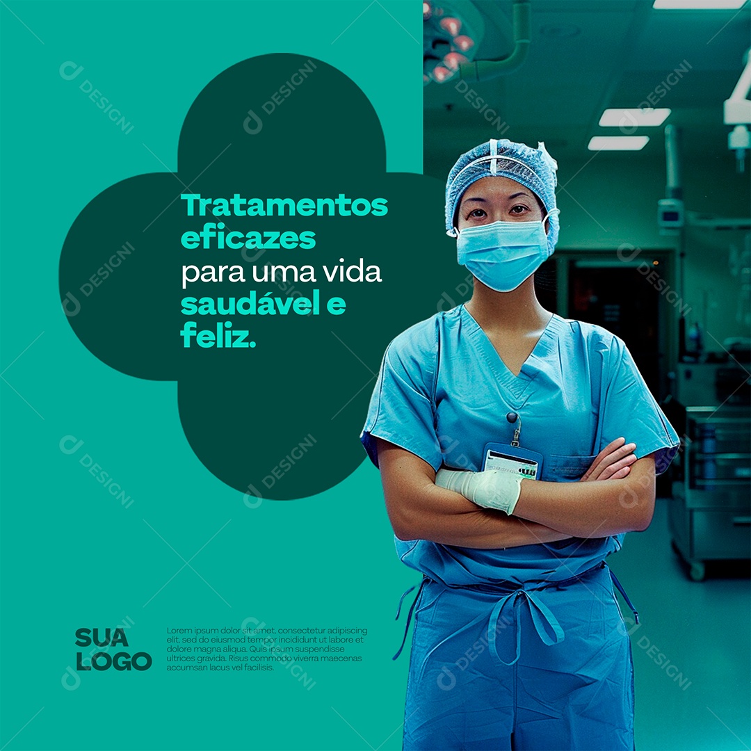 Social Media Clínica de Saúde Tratamentos Eficazes PSD Editável