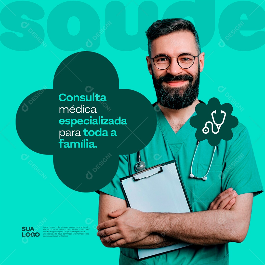 Social Media Clínica de Saúde Consulta Médica PSD Editável