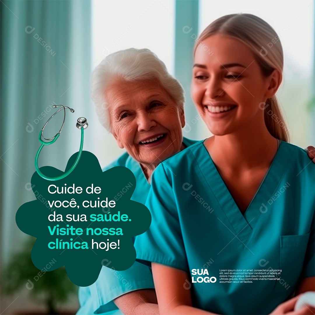 Social Media Clínica de Saúde Cuide de Você PSD Editável