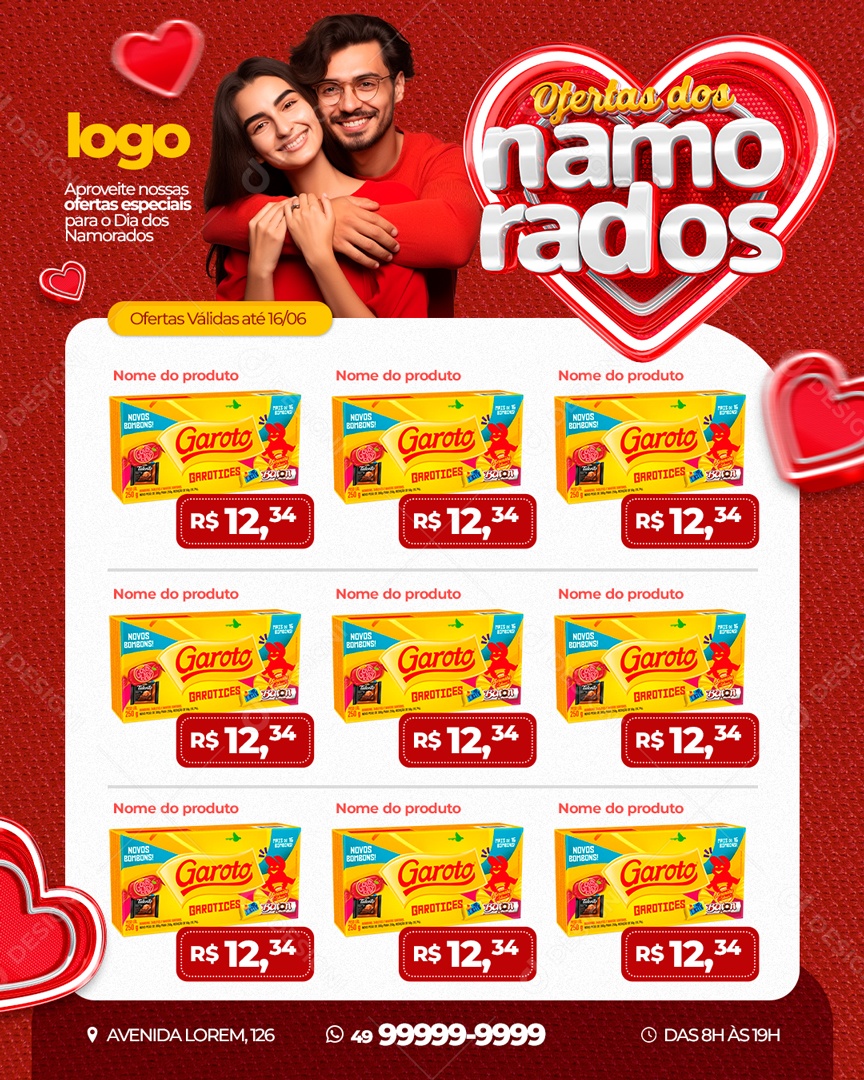 Ofertas dos Namorados Aproveite Social Media PSD Editável