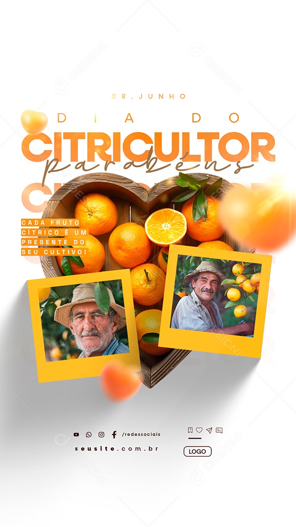 Story Dia do Citricultor 08 De Junho Parabéns Social Media PSD Editável