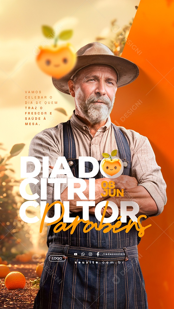 Story Dia do Citricultor 08 De Junho Vamos Celebrar Social Media PSD Editável