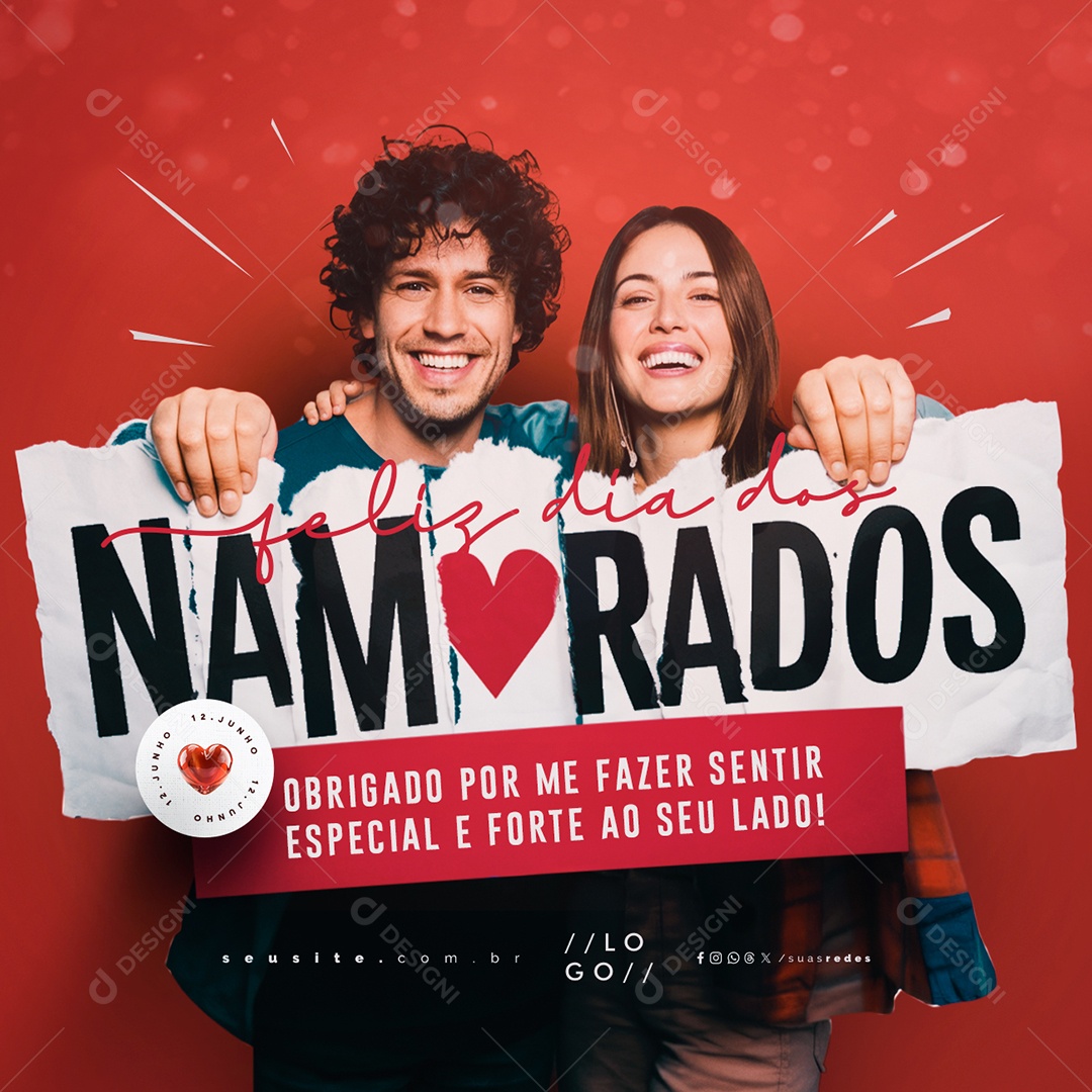 Feliz Dia dos Namorados 12 de Junho Social Media PSD Editável