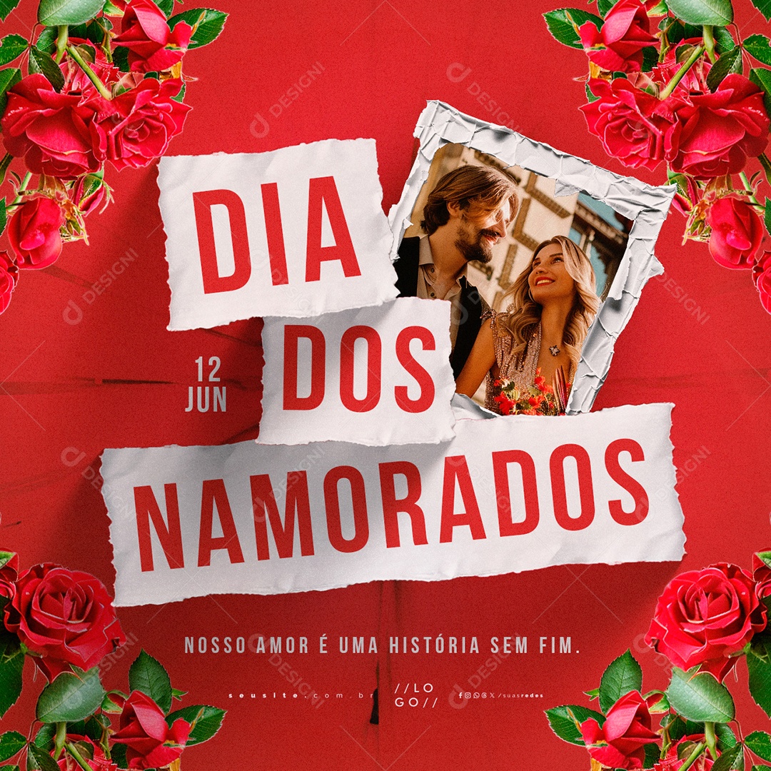 Dia dos Namorados 12 de Junho Nosso Amor é Uma Vitória Sem Fim Social Media PSD Editável