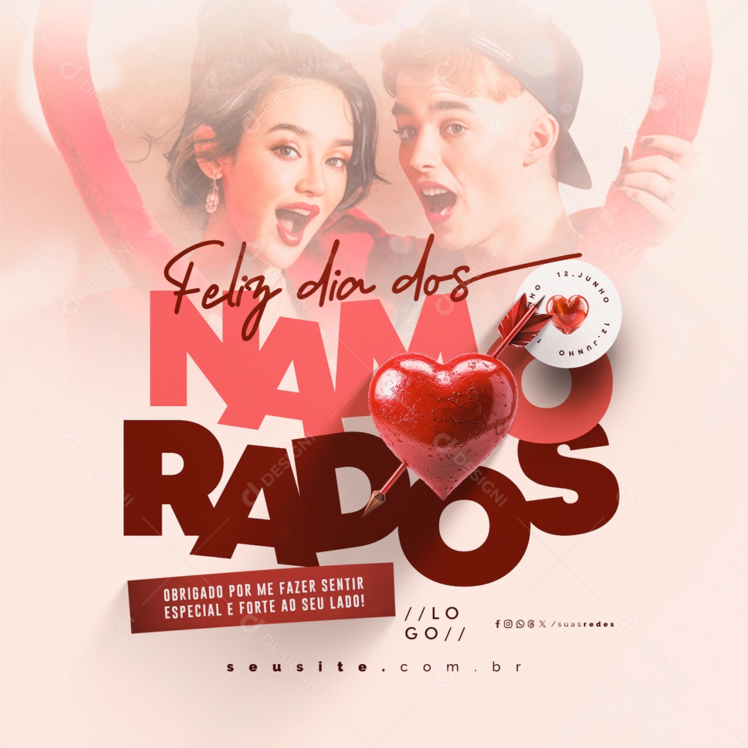 Feliz Dia dos Namorados 12 de Junho Social Media PSD Editável