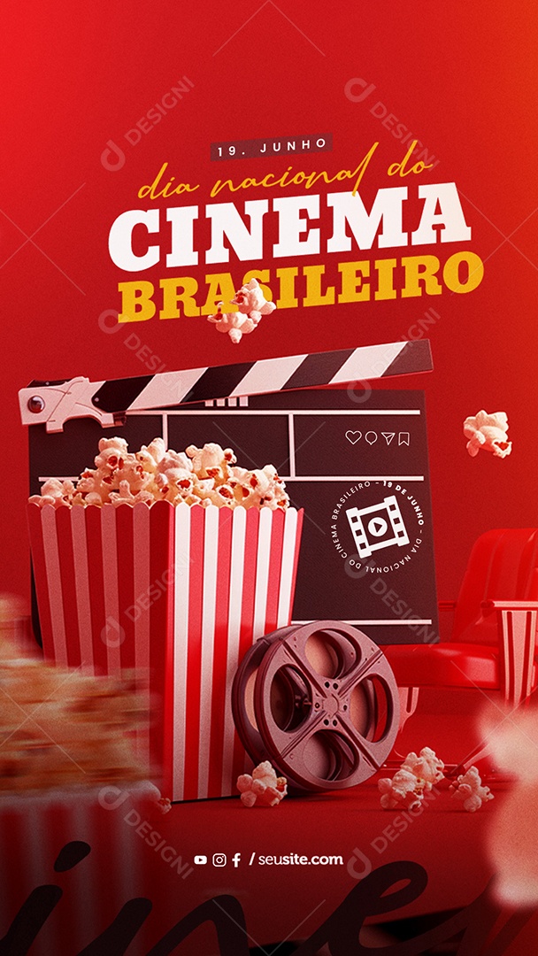 Story Dia Nacional do Cinema Brasileiro 19 de Junho Social Media PSD Editável