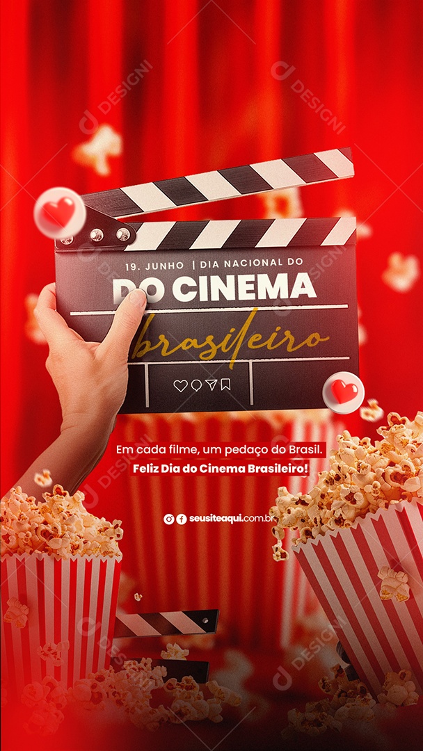 Story Dia do Cinema Brasileiro 19 de Junho em Cada Filme um Pedaço do Brasil Social Media PSD Editável