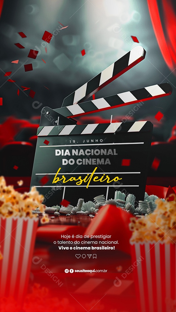 Story Dia do Cinema Brasileiro 19 de Junho Social Media PSD Editável