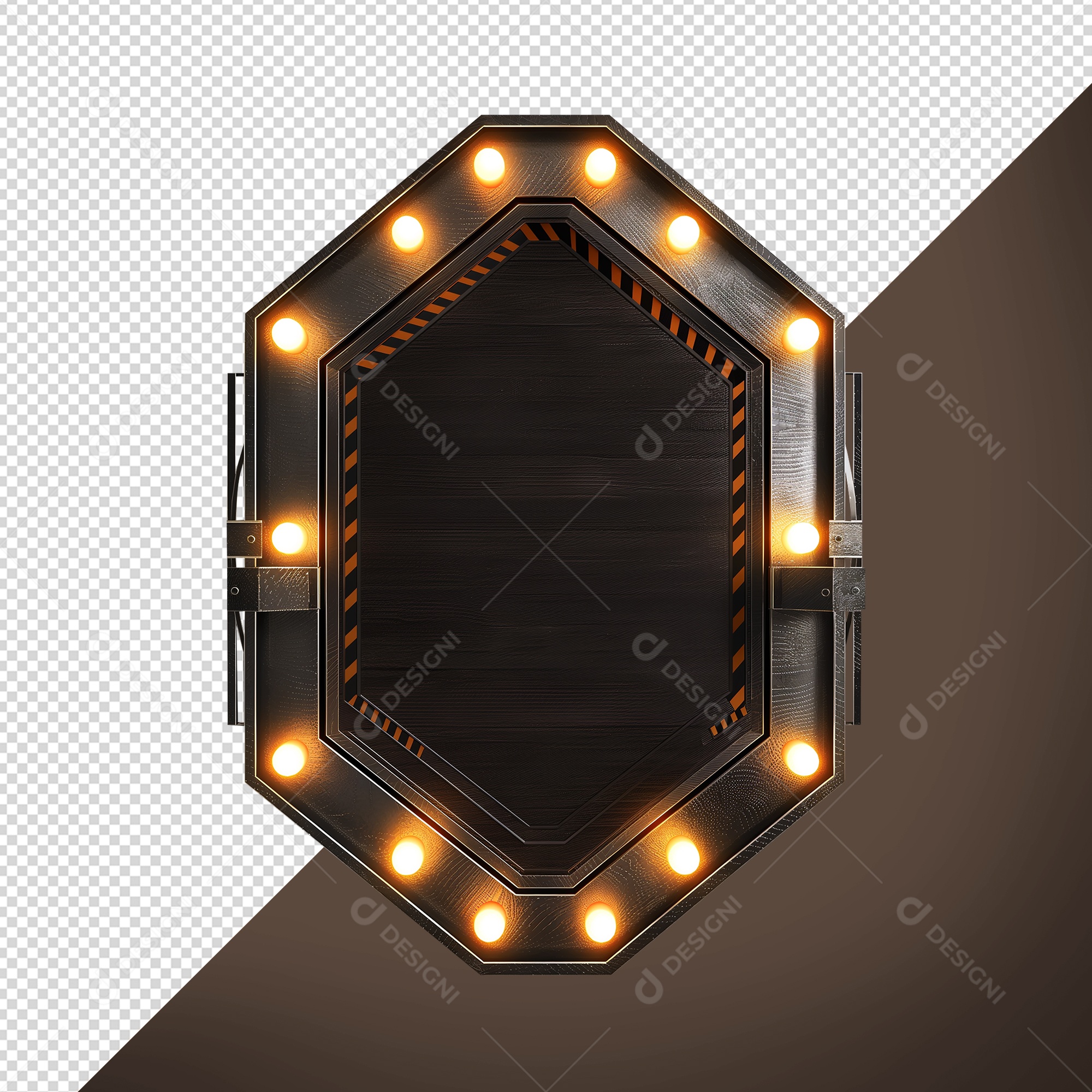 Elemento Placa de Metal Com Luzes PSD