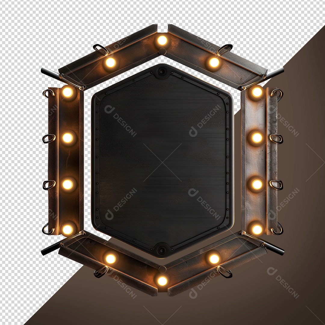 Elemento Placa de Metal Com Luzes PSD