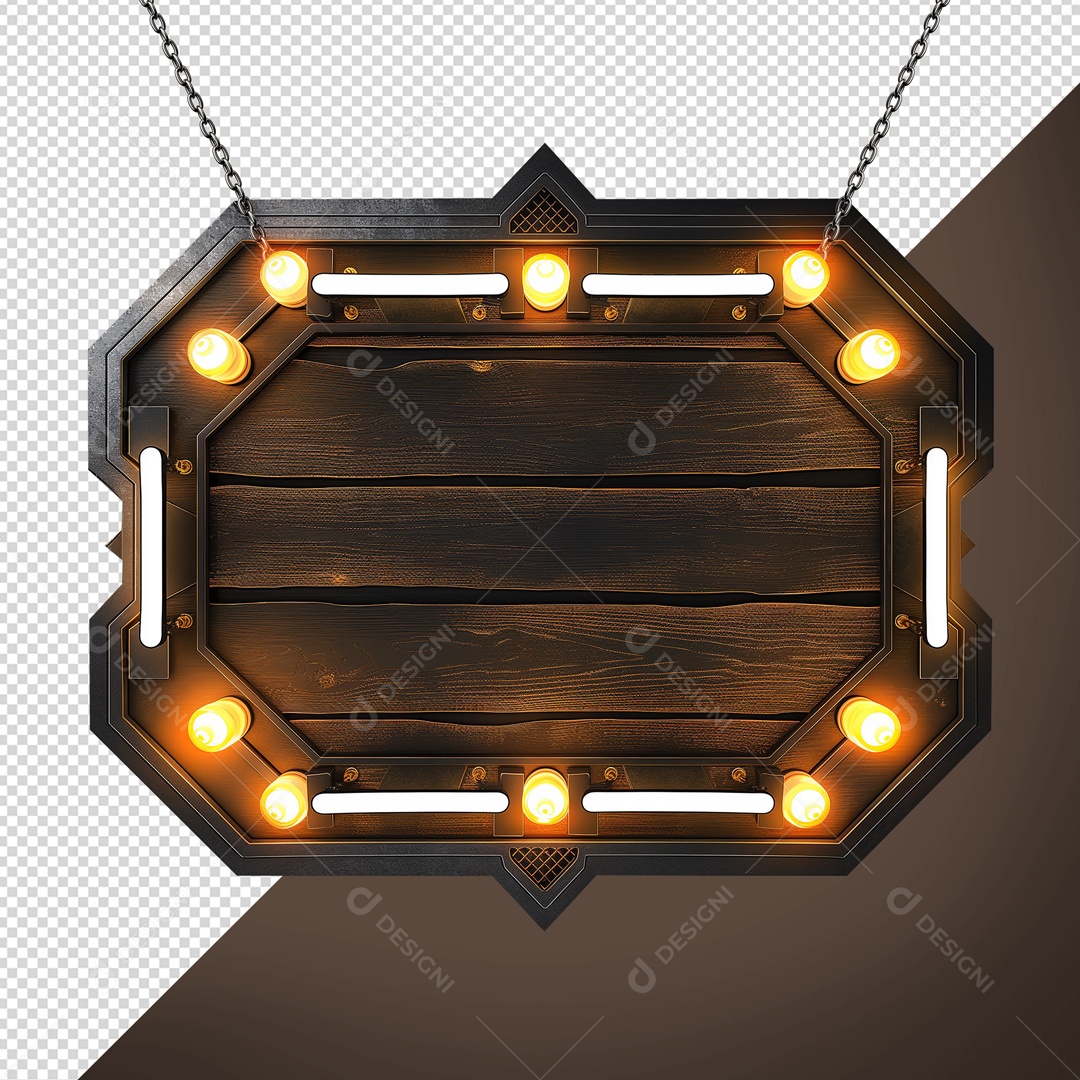 Elemento Placa de Metal Com Luzes PSD