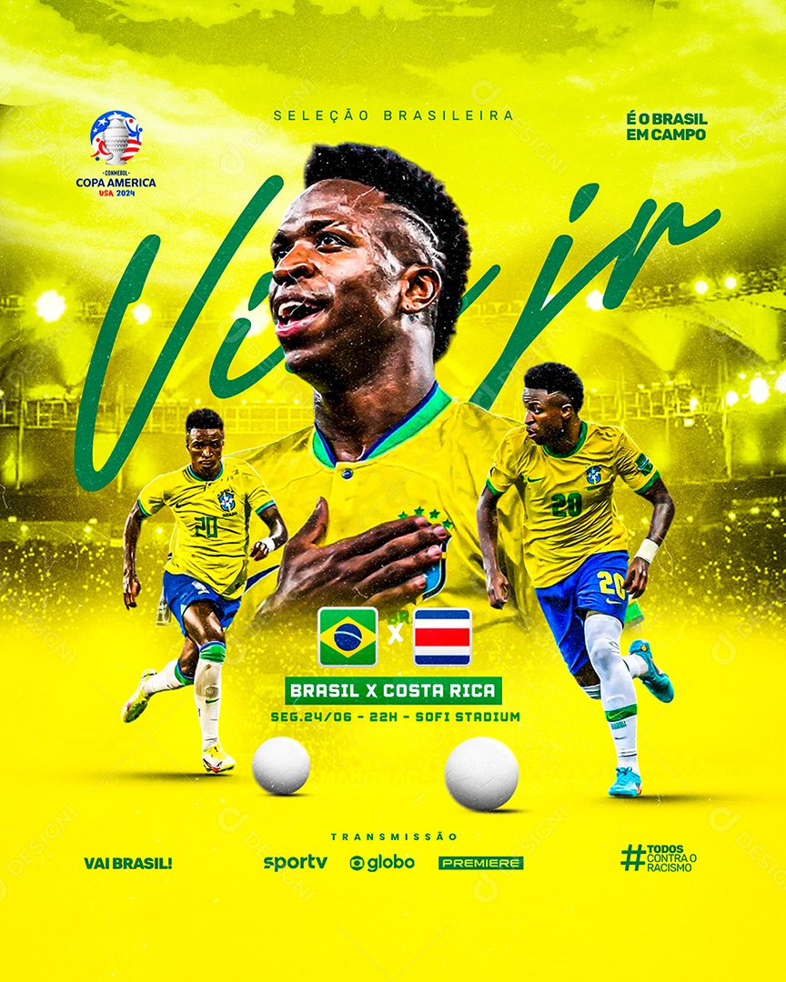 Futebol Brasil X Costa Rica Social Media PSD Editável