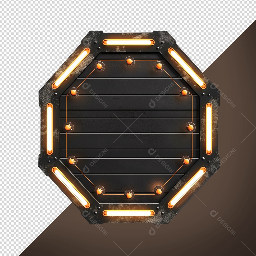Elemento Placa de Metal Com Luzes PSD