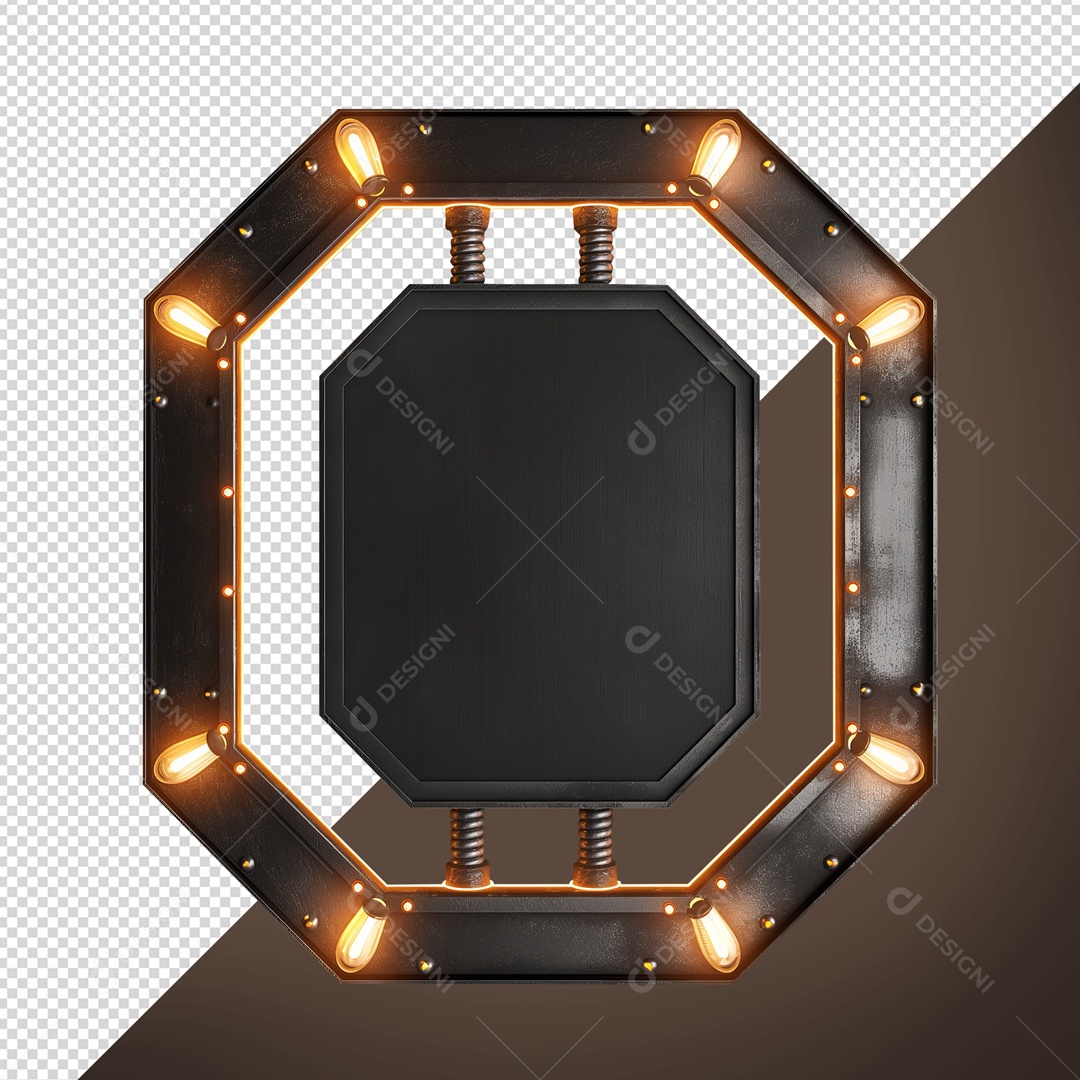 Elemento Placa de Metal Com Luzes PSD