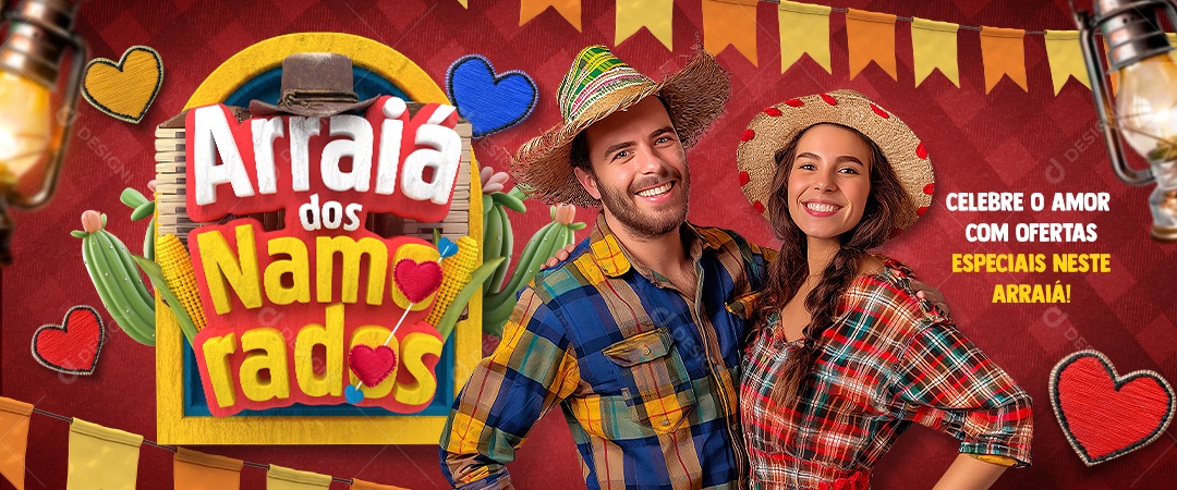 Social Media Banner Arraiá Dos Namorados PSD Editável