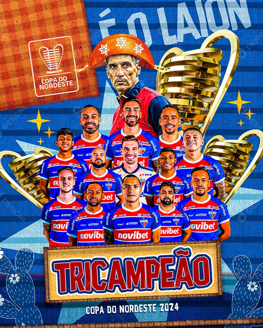 Futebol Tricampeão Copa do Nordeste 2024 Social Media PSD Editável