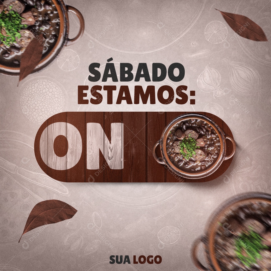 Social Media Feijoada Sábado Estamos On PSD Editável