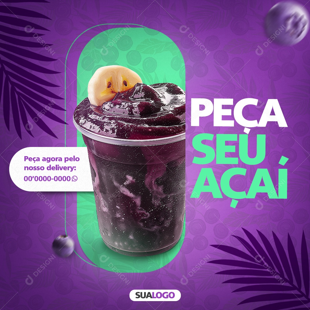 Social Media Açaiteria Peça seu Açaí PSD Editável