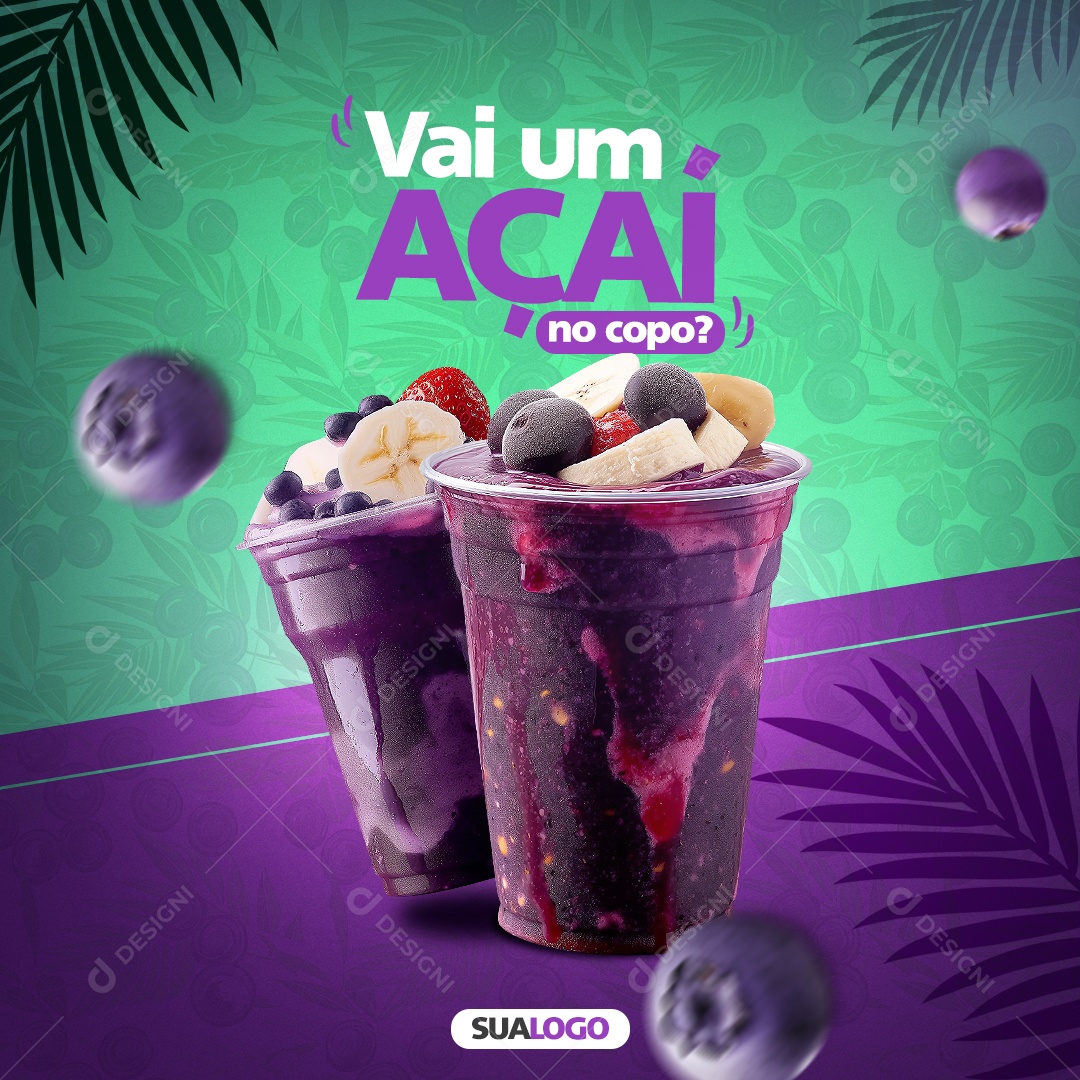 Social Media Açaiteria Vai um Açaí PSD Editável