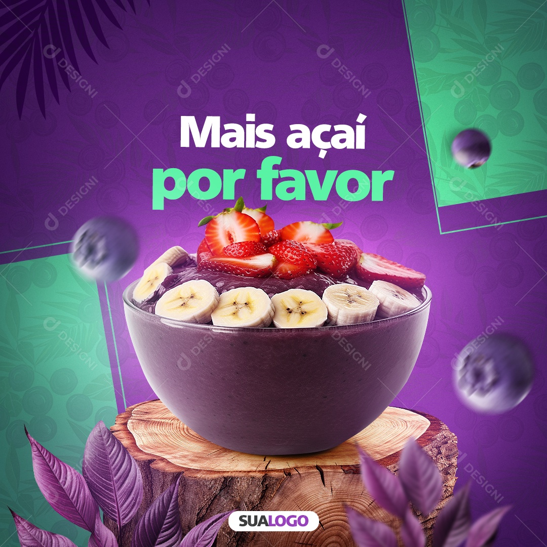 Social Media Açaiteria Mais Açaí PSD Editável