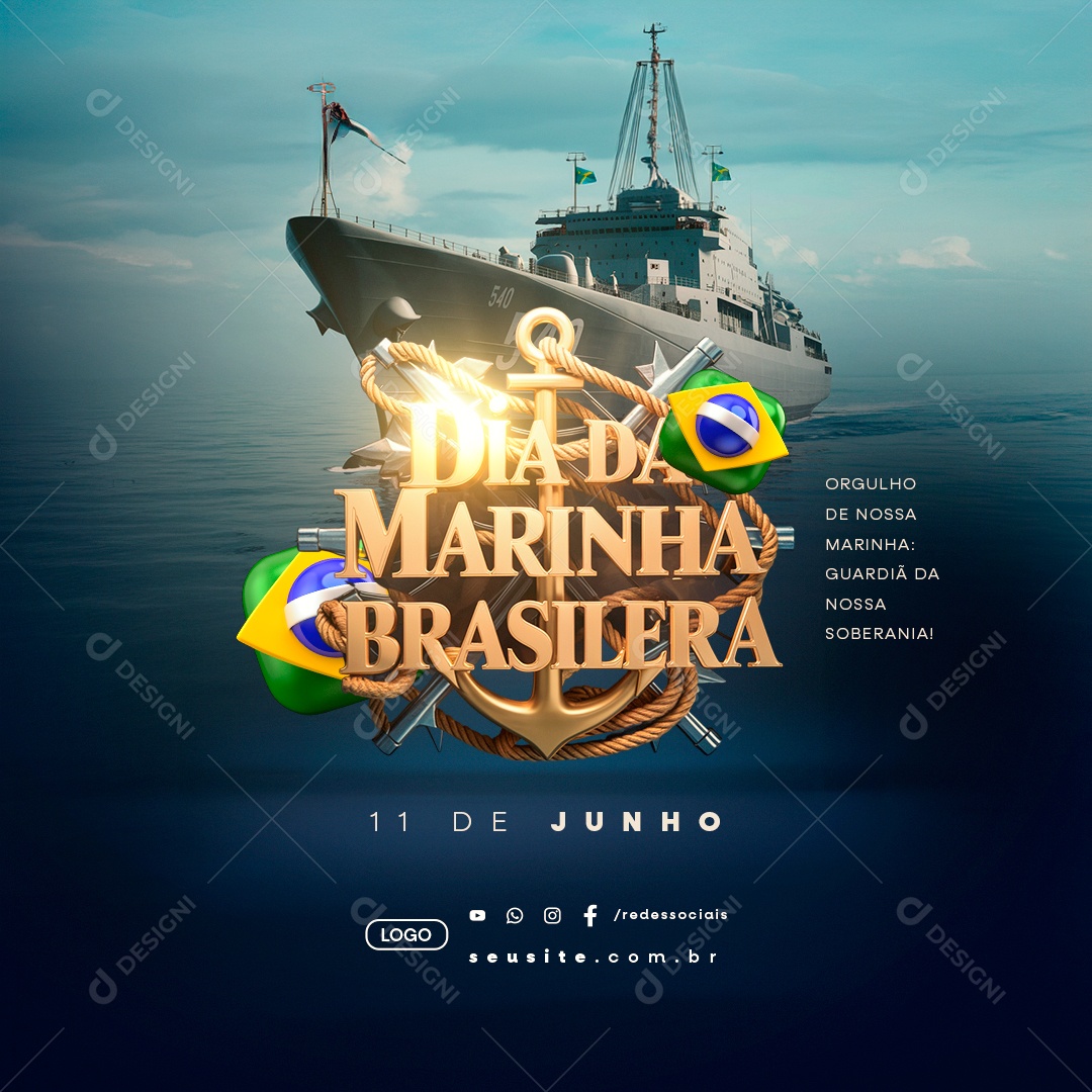 Dia da Marinha Brasileira 11 de Junho Social Media PSD Editável