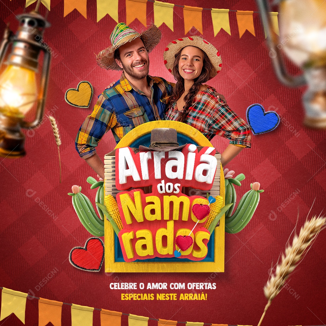 Social Media Arraiá Dos Namorados PSD Editável