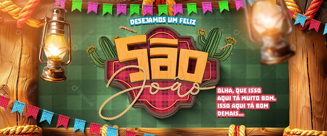 Social Media Banner Desejamos um Feliz São João Social Media PSD Editável