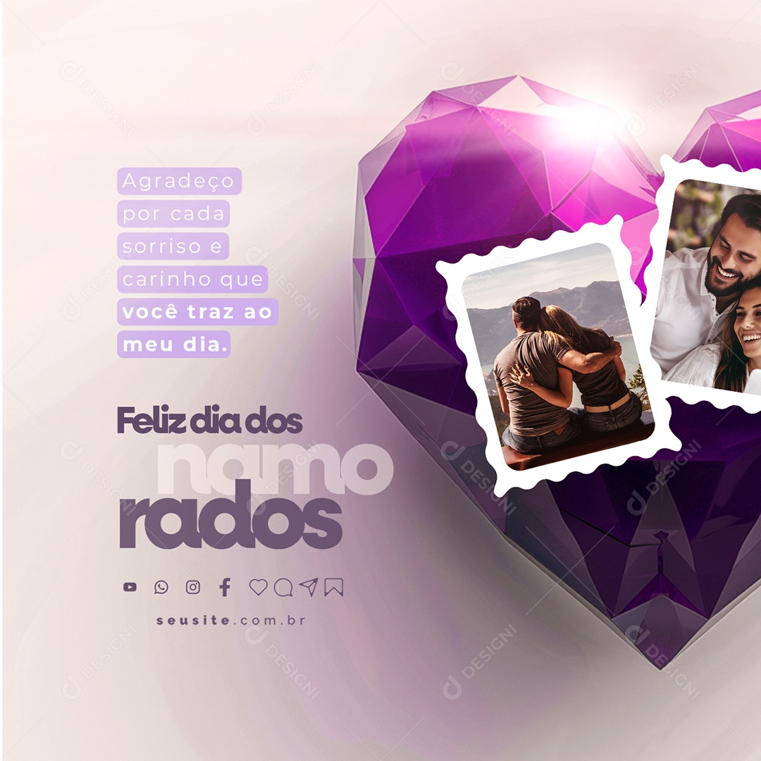 Feliz Dia dos Namorados 12 de Junho Social Media PSD Editável