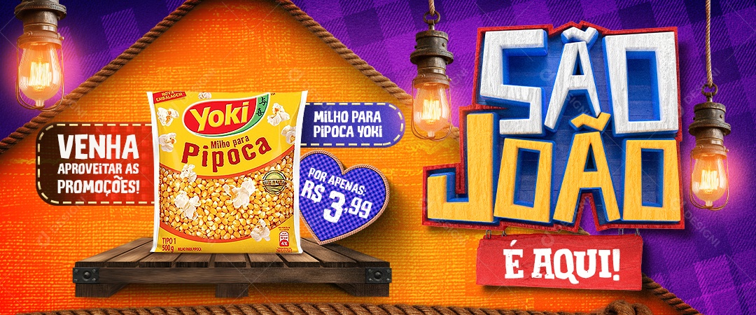 Social Media São João é Aqui Supermercado Social Media PSD Editável
