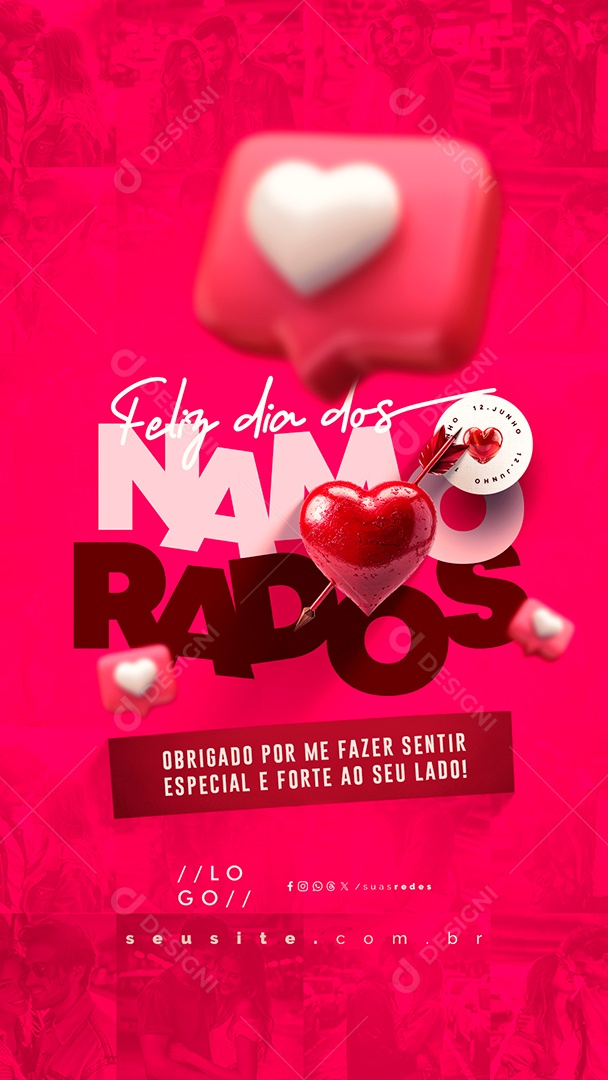 Story Feliz Dia dos Namorados 12 de Junho Obrigado Social Media PSD Editável