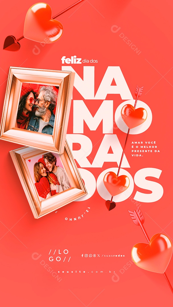 Story Feliz Dia dos Namorados 12 de Junho Amar Você é o Melhor Social Media PSD Editável