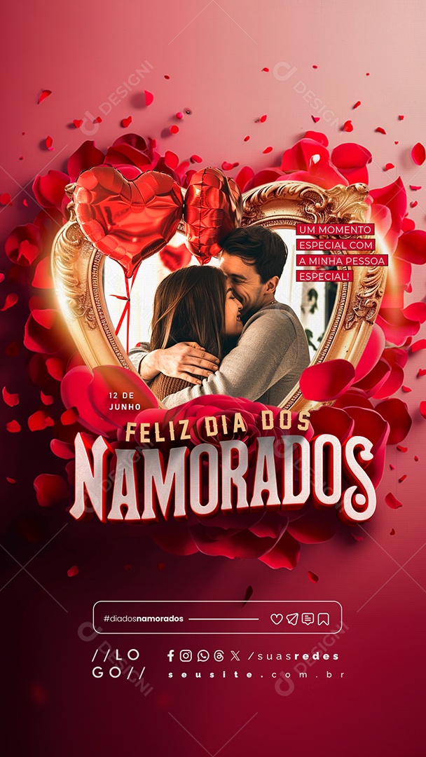 Story Feliz Dia dos Namorados 12 de Junho Social Media PSD Editável