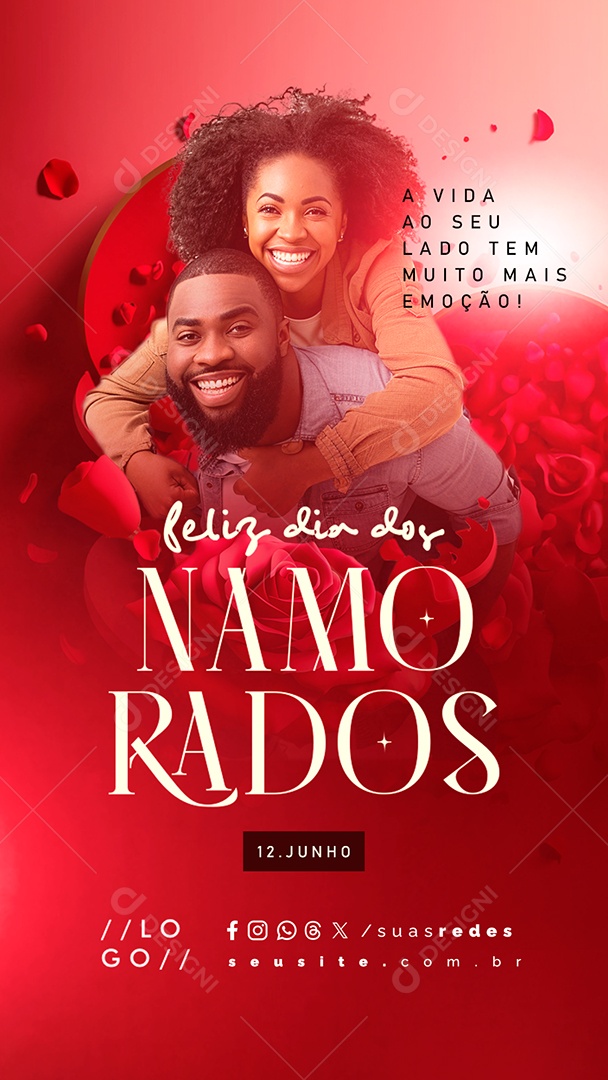Story Feliz Dia dos Namorados 12 de Junho Social Media PSD Editável