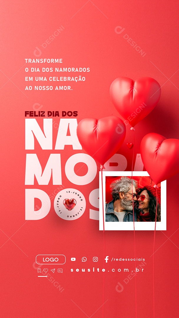 Story Feliz Dia dos Namorados 12 de Junho Social Media PSD Editável