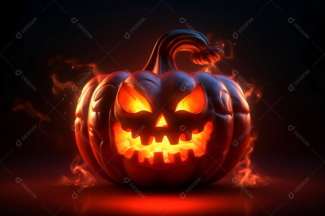 Renderização de fundo brilhante de abóbora de Halloween