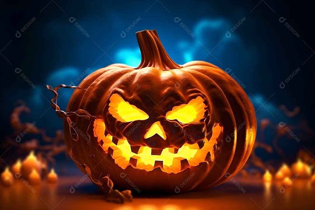 Renderização de fundo brilhante de abóbora de Halloween