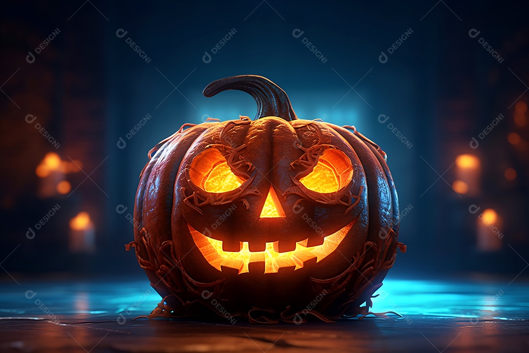 Renderização de fundo brilhante de abóbora de Halloween