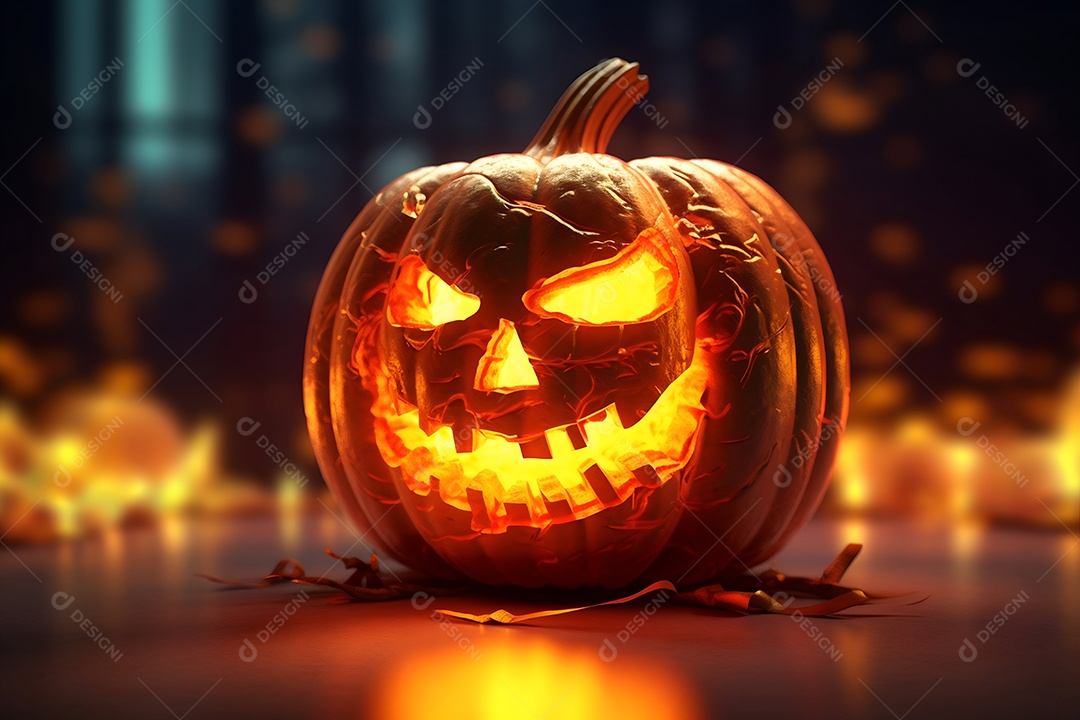 Renderização de fundo brilhante de abóbora de Halloween