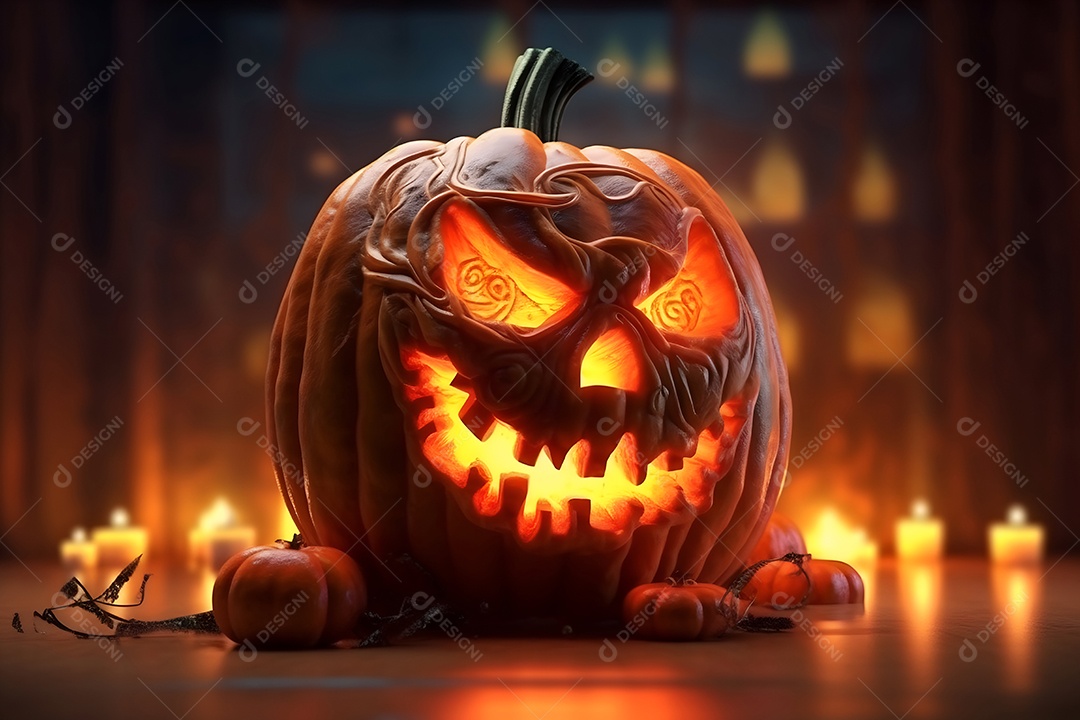 Renderização de fundo brilhante de abóbora de Halloween